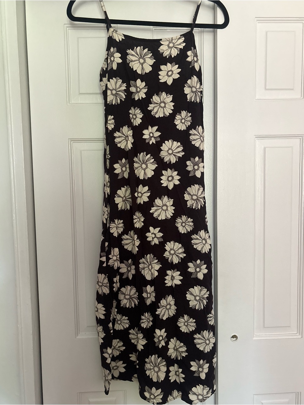 Billabong Black Slip Midi Skirt with Cream Floral Print